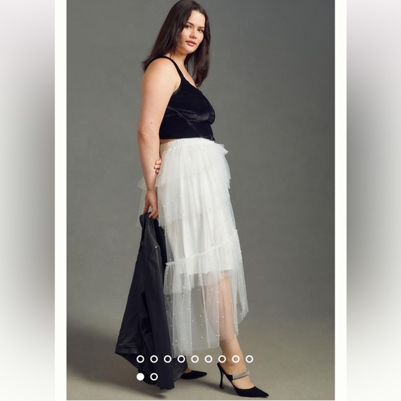 Anthropologie - Maeve Tulle & Pearl-Embellished Sheer Skirt - Medium - NWOT - Picture 11 of 12